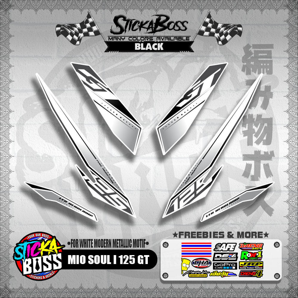 MIO SOUL I 125 GT DECALS ( FOR WHITE MODERN METALLIC MOTIF )【WITH FREEBIES】