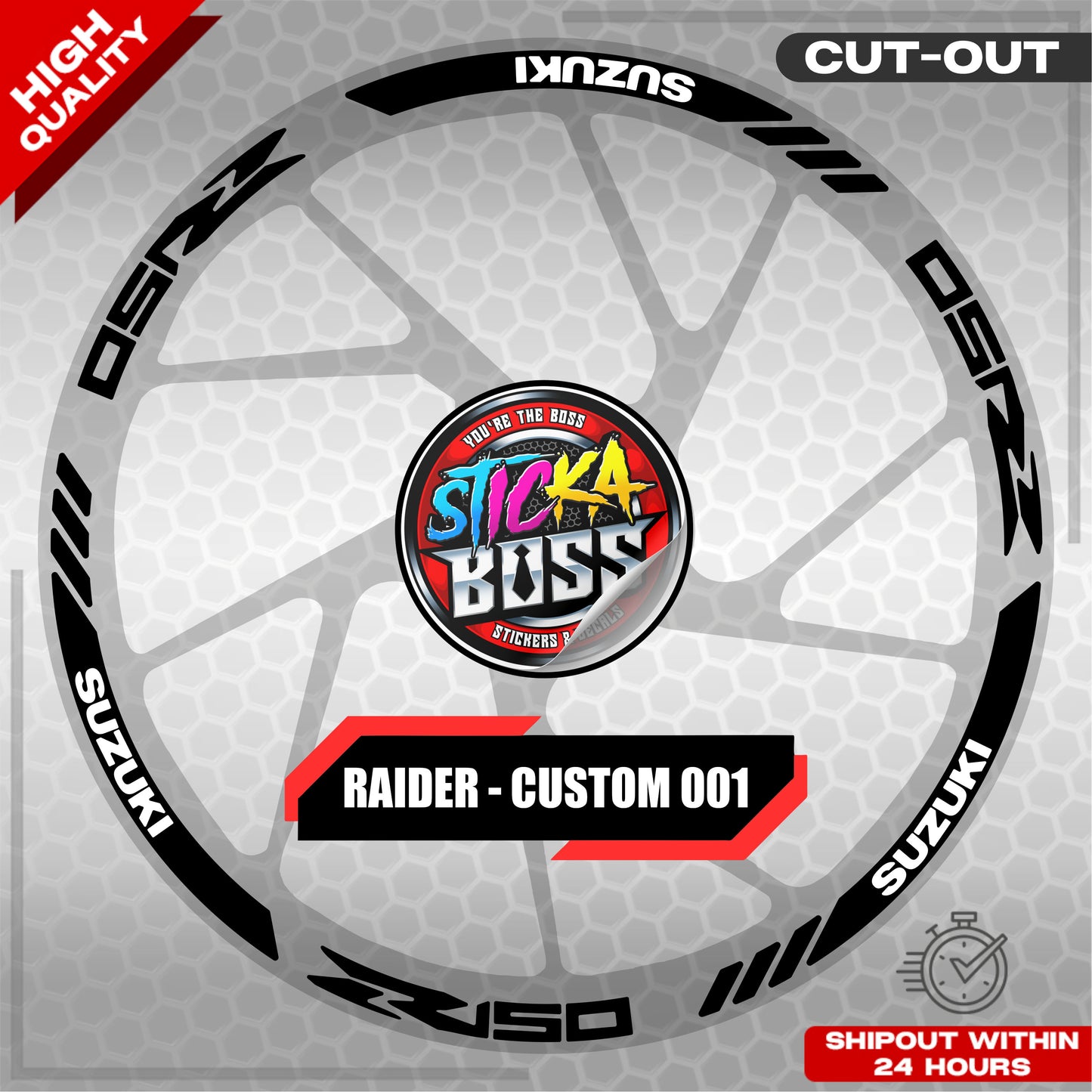 RAIDER R150 MAG STICKER SET ( 2 MAGS ) - CUSTOM 001 | VINYL WATERPROOF CUT-OUT DECALS