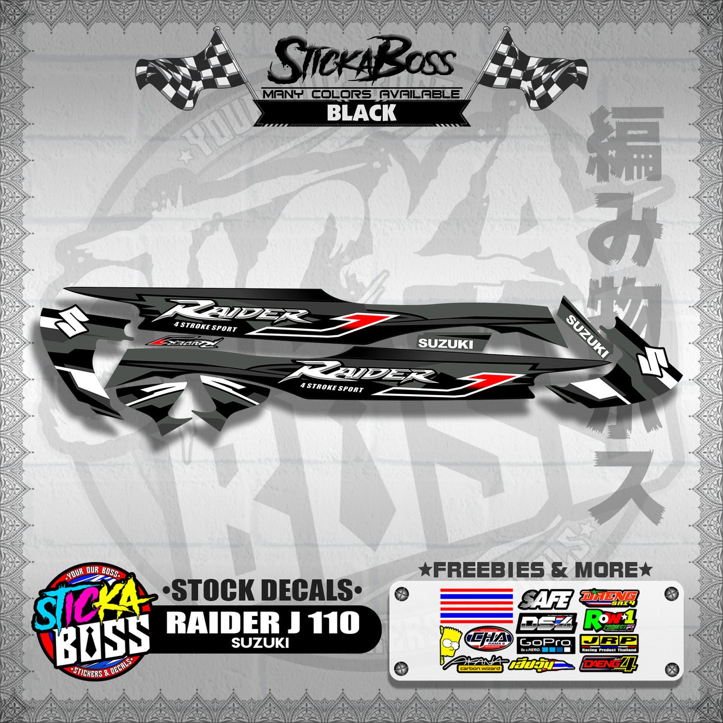 RAIDER J 110 ( STOCK DECALS )【WITH FREEBIES】