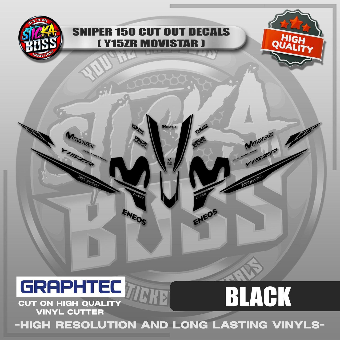 SNIPER 150 CUT OUT DECALS ( Y15ZR MOVISTAR ) | VINYL WATERPROOF CUT-OUT STICKER DECALS