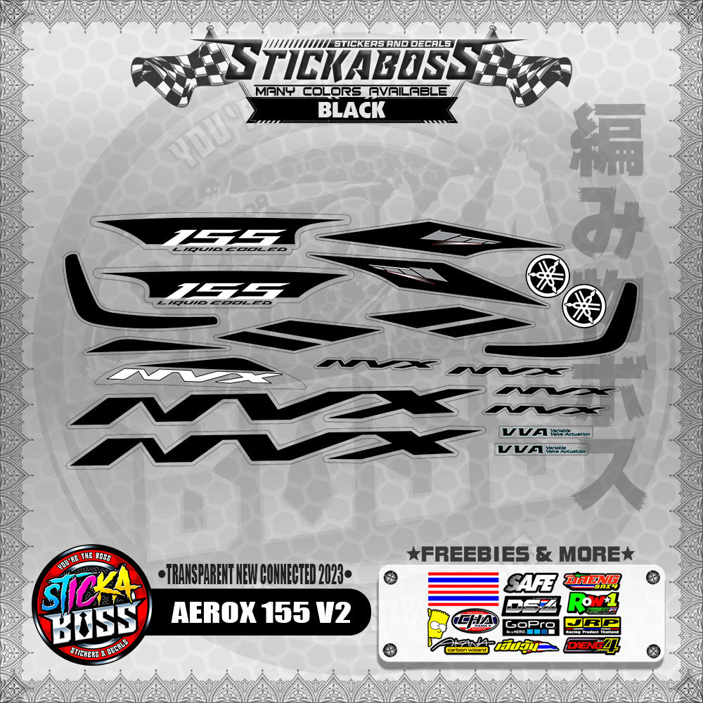 【PREMIUM UV PRINT】TRANSPARENT AEROX 155 V2 DECALS ( NEW CONNECTED 2023 )【WITH FREEBIES】