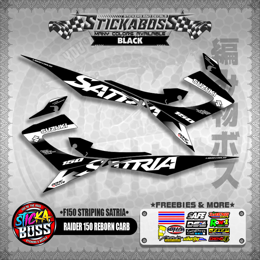 RAIDER 150 REBORN CARB STICKER DECALS ( F150 STRIPING SATRIA )【WITH FREEBIES】