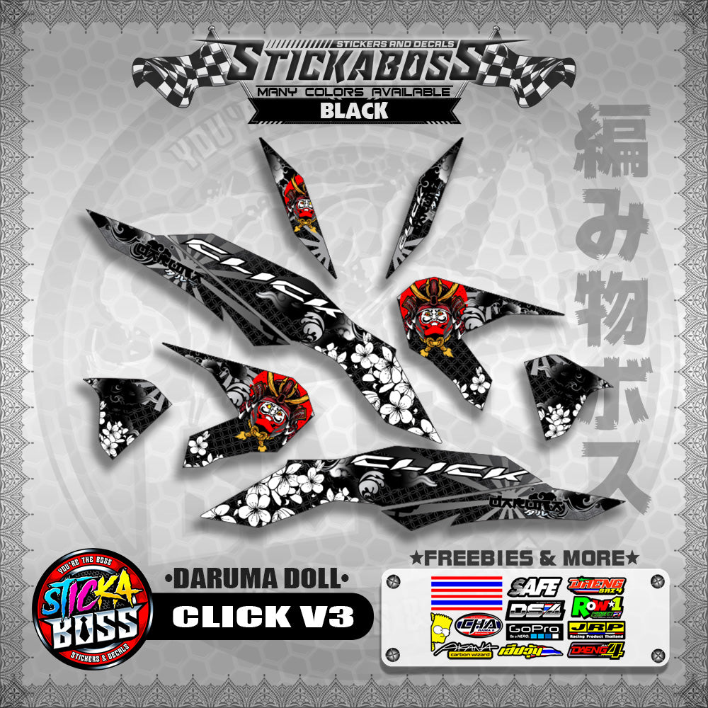 CLICK V3 STICKER DECALS ( DARUMA DOLL )【WITH FREEBIES】
