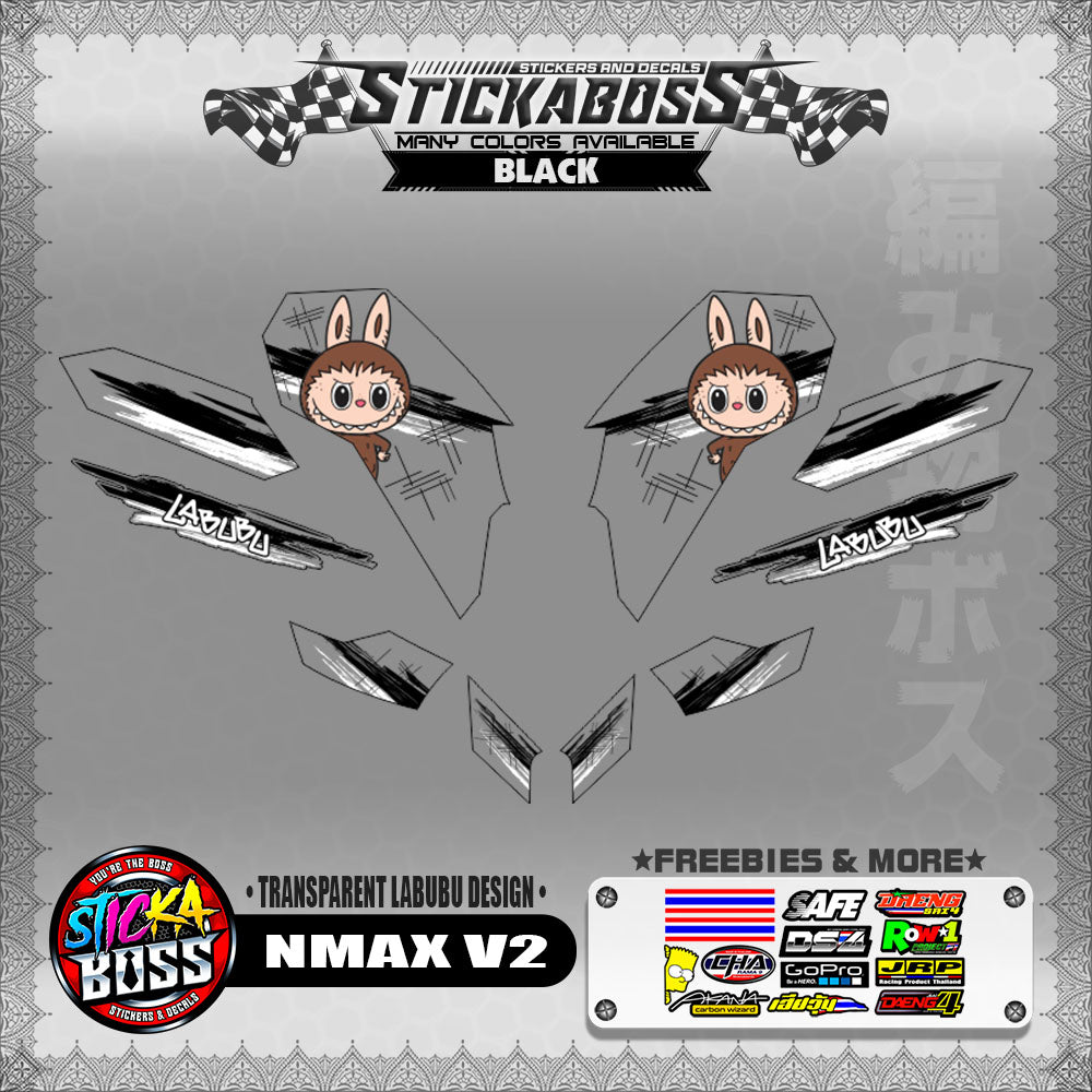 【PREMIUM UV PRINT】TRANSPARENT NMAX V2 STICKER DECALS ( LABUBU DESIGN )【WITH FREEBIES】