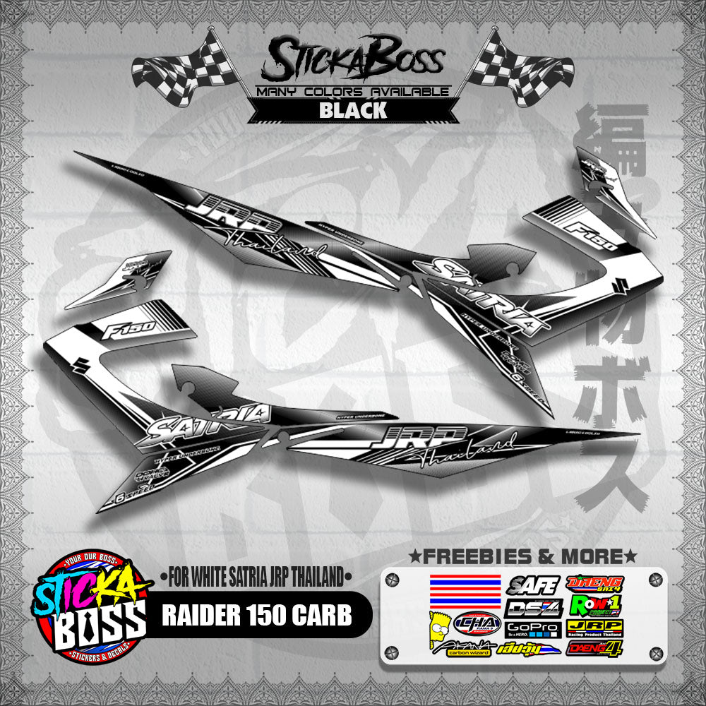 RAIDER 150 CARB DECALS ( FOR WHITE SATRIA JRP THAILAND )【WITH FREEBIES】