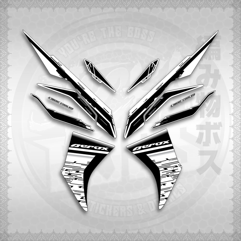 STICKER DECALS for AEROX V3 ALPHA TURBO INDO FOR WHITE (AV3NESTEDMA) By STICKABOSS (SOFIE LAMINATED WATERPROOF)