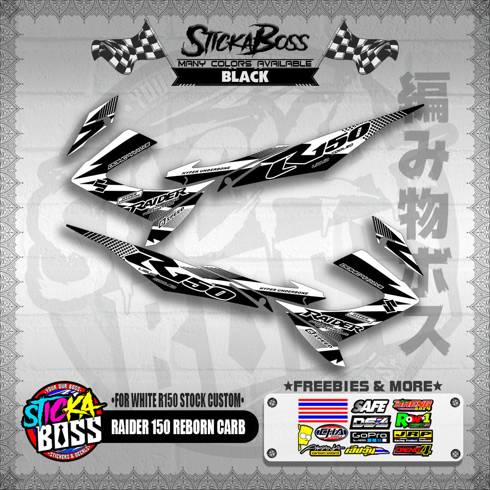 RAIDER 150 REBORN CARB DECALS ( FOR WHITE R150 STOCK CUSTOM )【WITH FREEBIES】