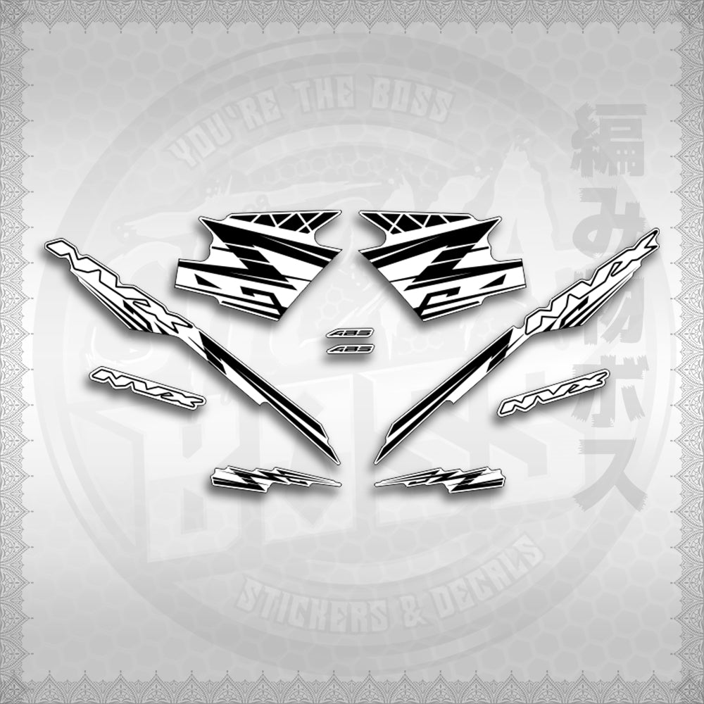 STICKER DECALS for AEROX V3 ALPHA TURBO INDO FOR WHITE (AV314ARV9SE) By STICKABOSS (SOFIE LAMINATED WATERPROOF)