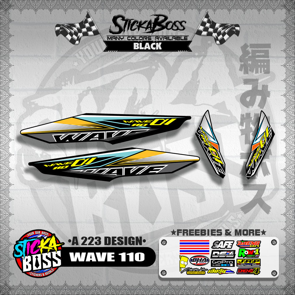 WAVE 110 DECALS ( A 223 DESIGN )【WITH FREEBIES】