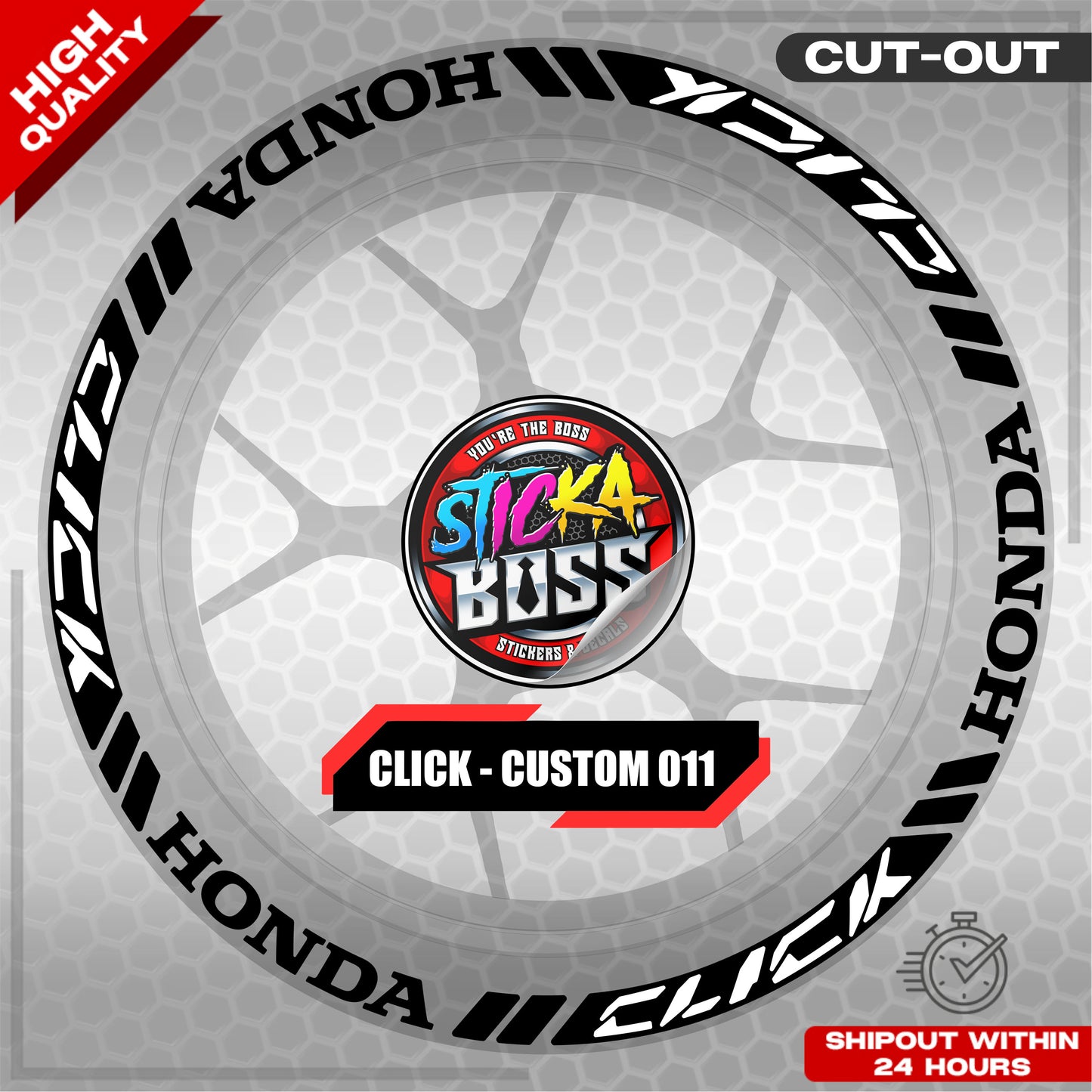 CLICK 125 / 150 / 160 MAG STICKER SET ( 2 MAGS ) - CUSTOM 011 | VINYL WATERPROOF CUT-OUT DECALS