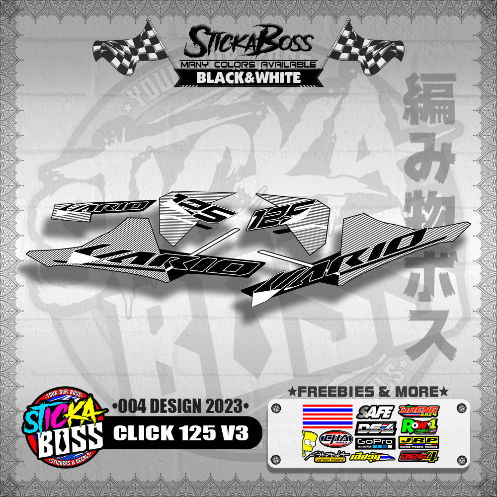 CLICK 125 V3 STOCK DECALS ( 004 DESIGN 2023 ) VARIO【WITH FREEBIES】