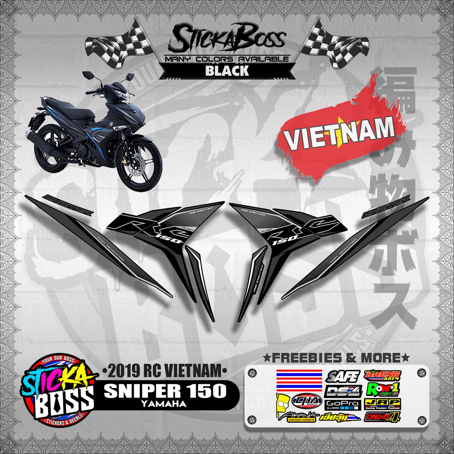 SNIPER 150 STOCK DECALS ( 2019 RC VIETNAM )【WITH FREEBIES】