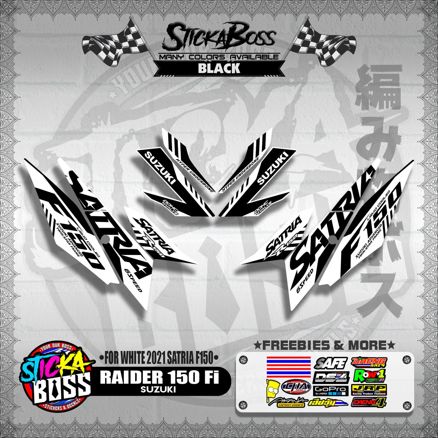 RAIDER 150 Fi DECALS ( FOR WHITE 2021 SATRIA F150 )【WITH FREEBIES】