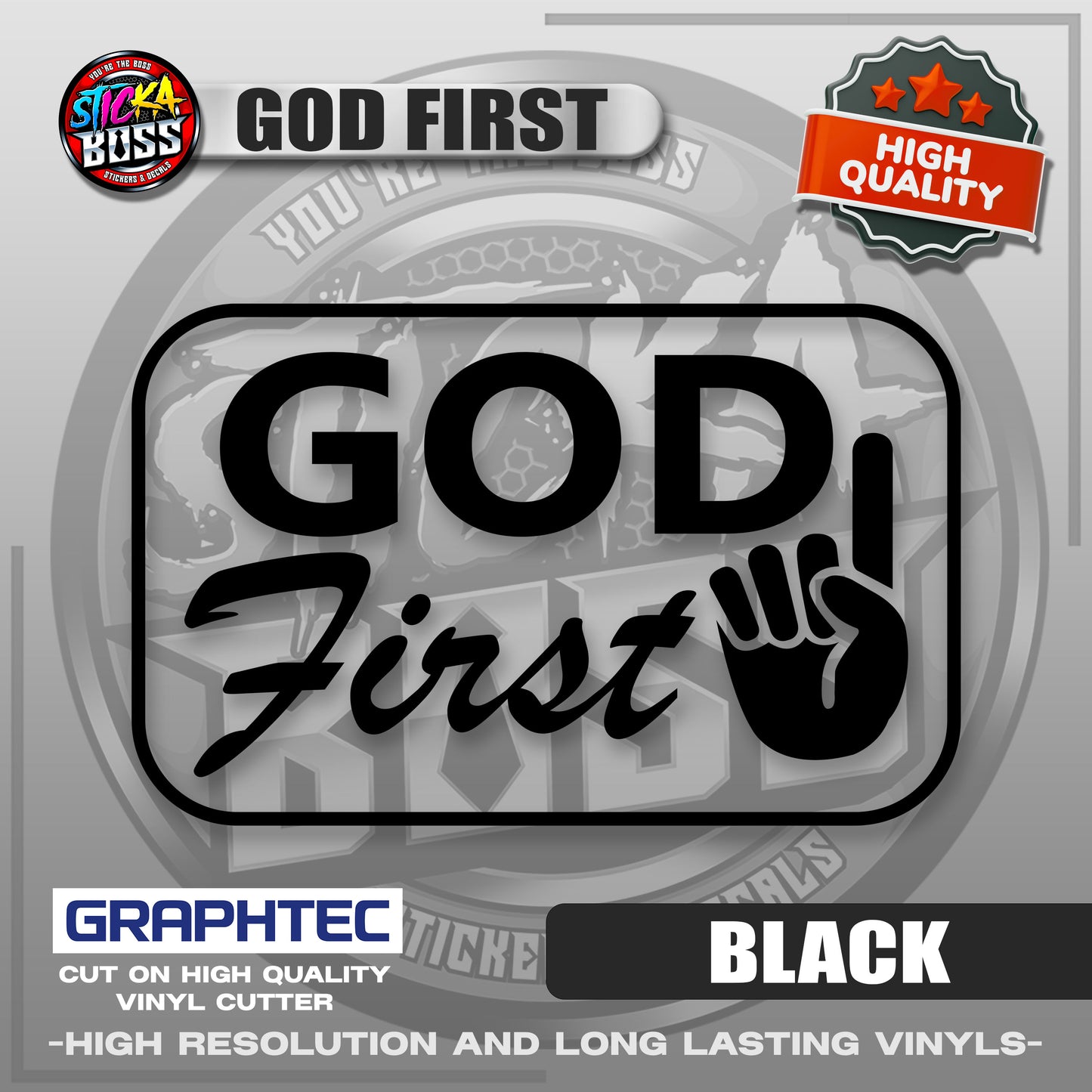 GOD FIRST | VINYL WATERPROOF CUT-OUT STICKER DECALS【Stickaboss】