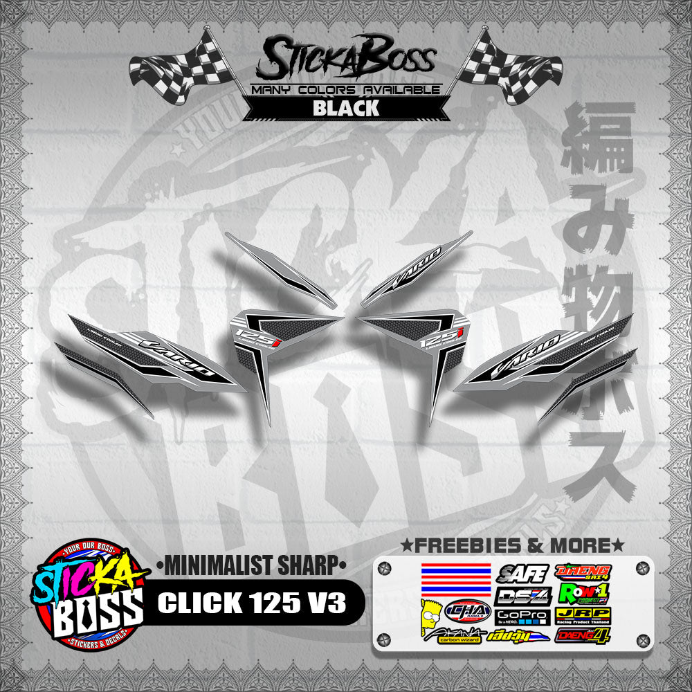 CLICK 125 V3 DECALS ( MINIMALIST SHARP )【WITH FREEBIES】