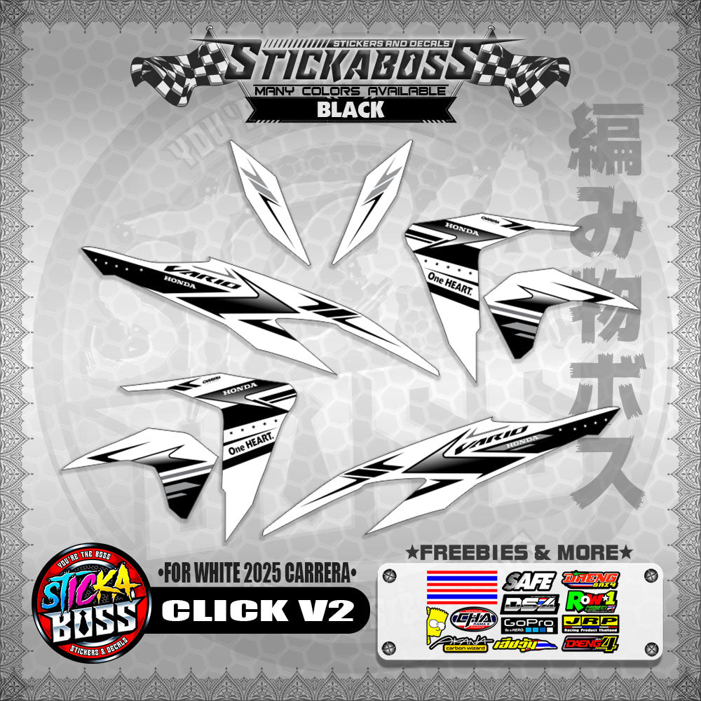 CLICK V2 STICKER DECALS ( FOR WHITE 2025 CARRERA )【WITH FREEBIES】