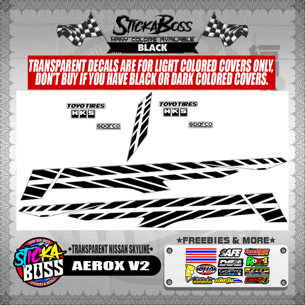 AEROX V2 DECALS ( TRANSPARENT NISSAN SKYLINE )【WITH FREEBIES】