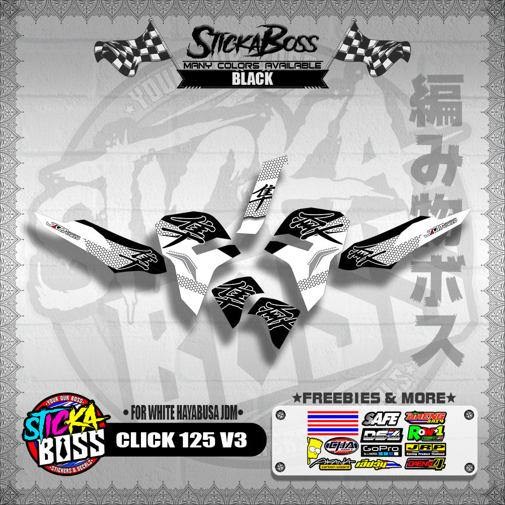 CLICK 125 V3 DECALS ( FOR WHITE HAYABUSA JDM )【WITH FREEBIES】