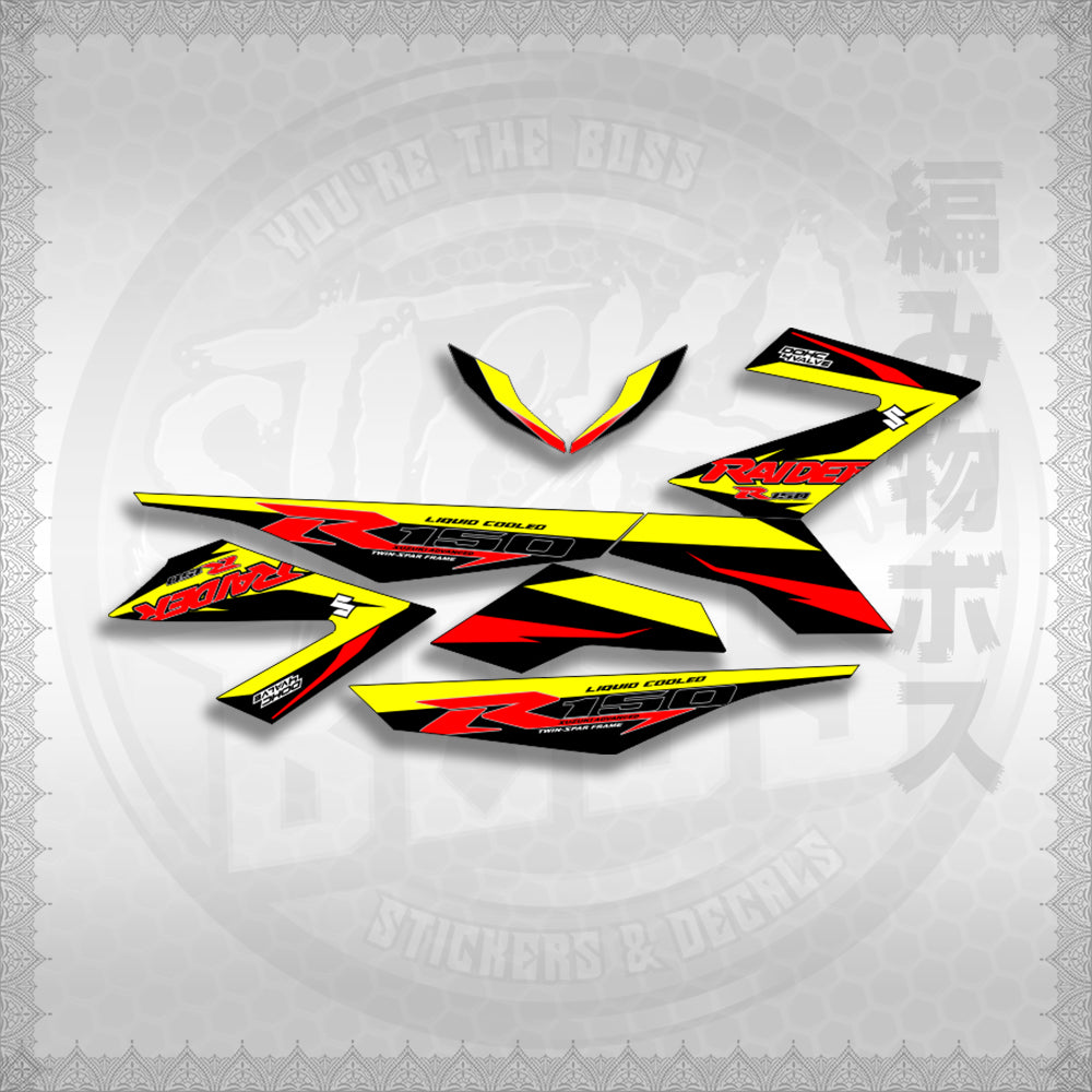 RAIDER 150 FI R150 BLAZE COLOR STICKER DECALS By STICKABOSS (SOFIE LAMINATED WATERPROOF)