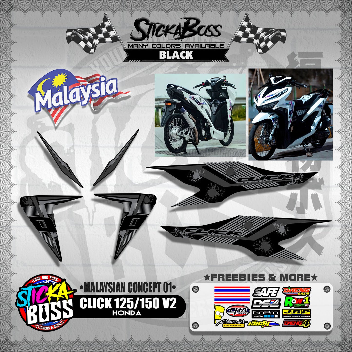 CLICK 125 / 150 V2 DECALS ( MALAYSIAN CONCEPT 01 )【WITH FREEBIES】