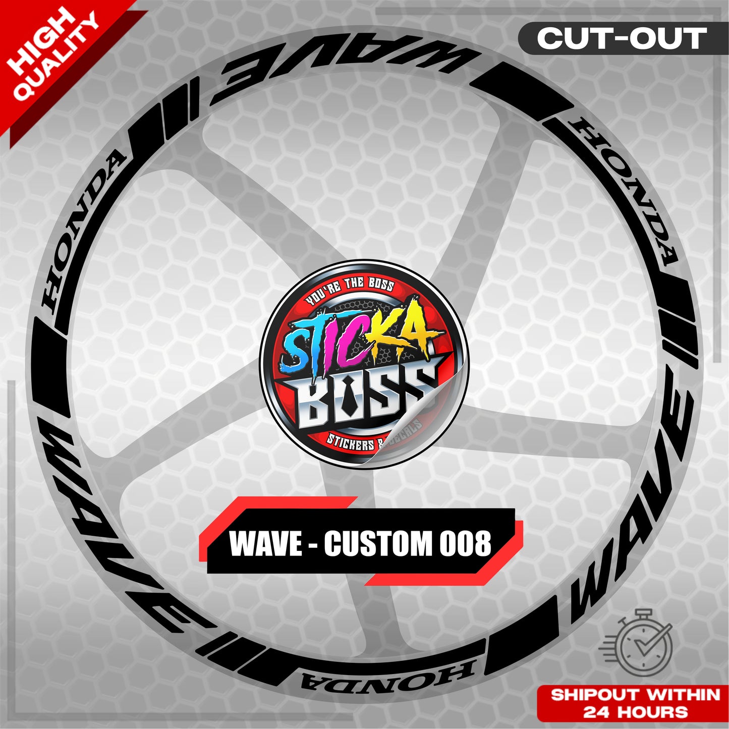 WAVE 110 / 125 MAG STICKER SET ( 2 MAGS ) - CUSTOM 008 | VINYL WATERPROOF CUT-OUT DECALS