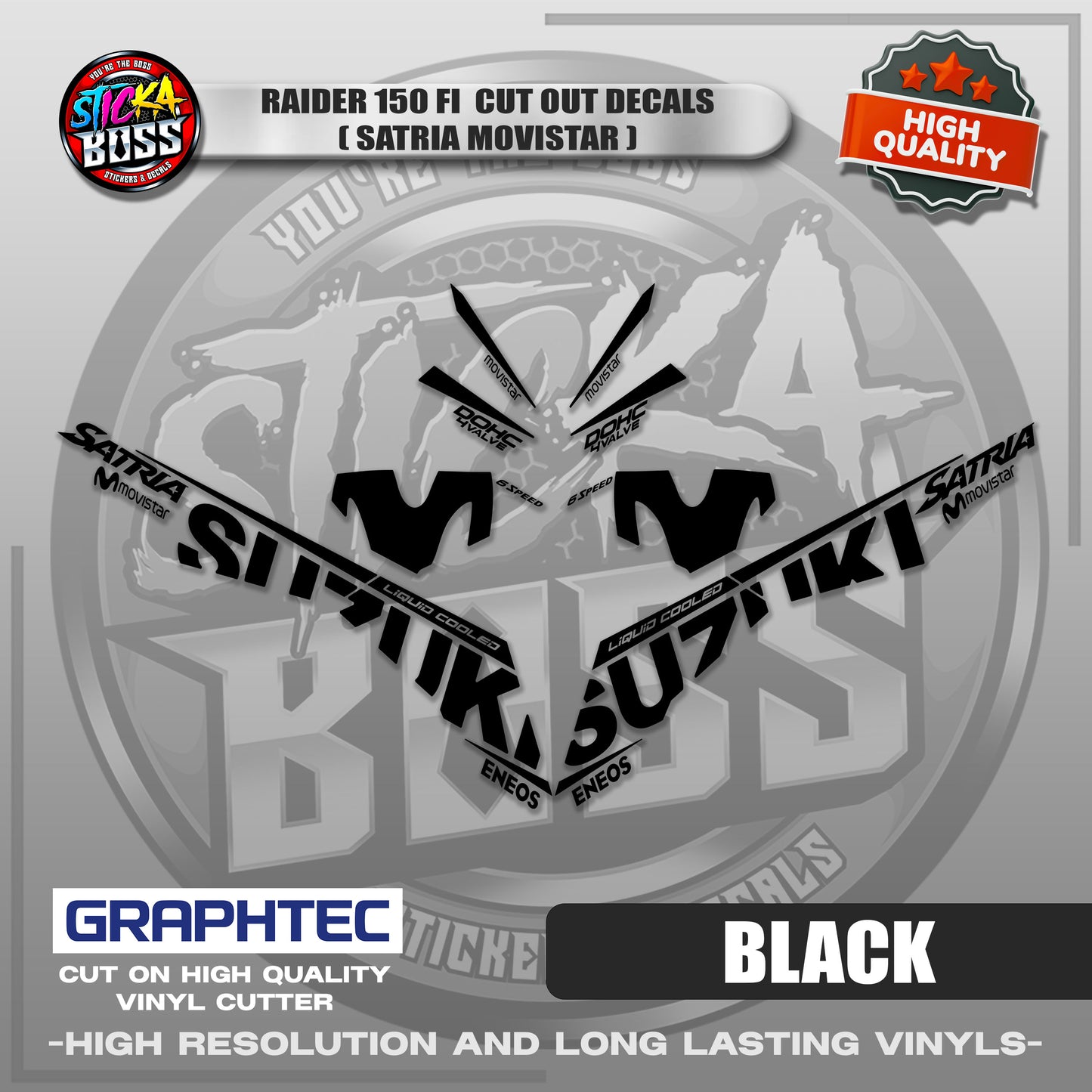 RAIDER 150 FI CUT OUT DECALS ( SATRIA MOVISTAR ) | VINYL WATERPROOF CUT-OUT STICKER DECALS