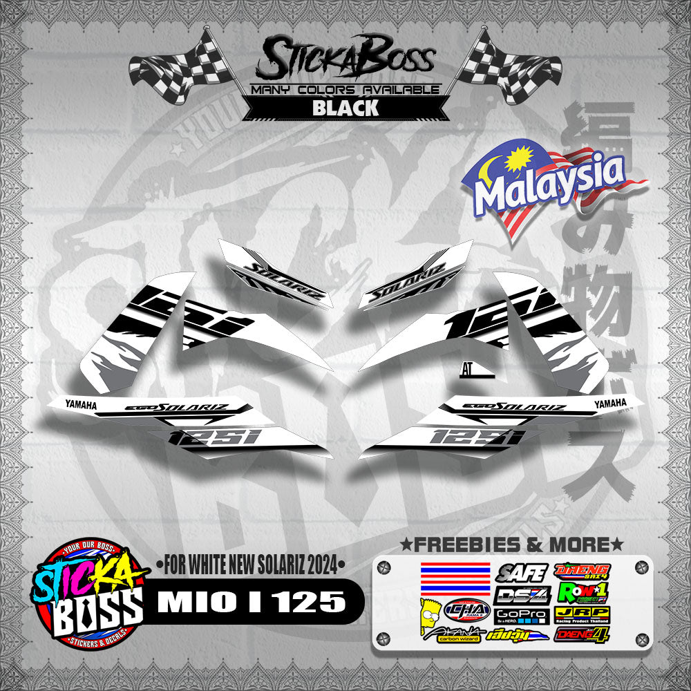 MIO I 125 MALAYSIAN DECALS ( FOR WHITE NEW SOLARIZ 2024 )【WITH FREEBIES】