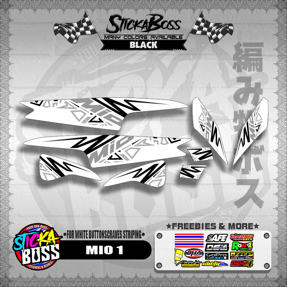 MIO 1 DECALS ( FOR WHITE BUTTONSCRAVES STRIPING )【WITH FREEBIES】