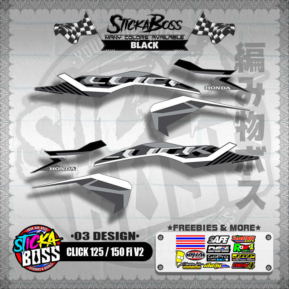 CLICK 125 / 150 Fi V2 DECALS ( 03 DESIGN )【WITH FREEBIES】