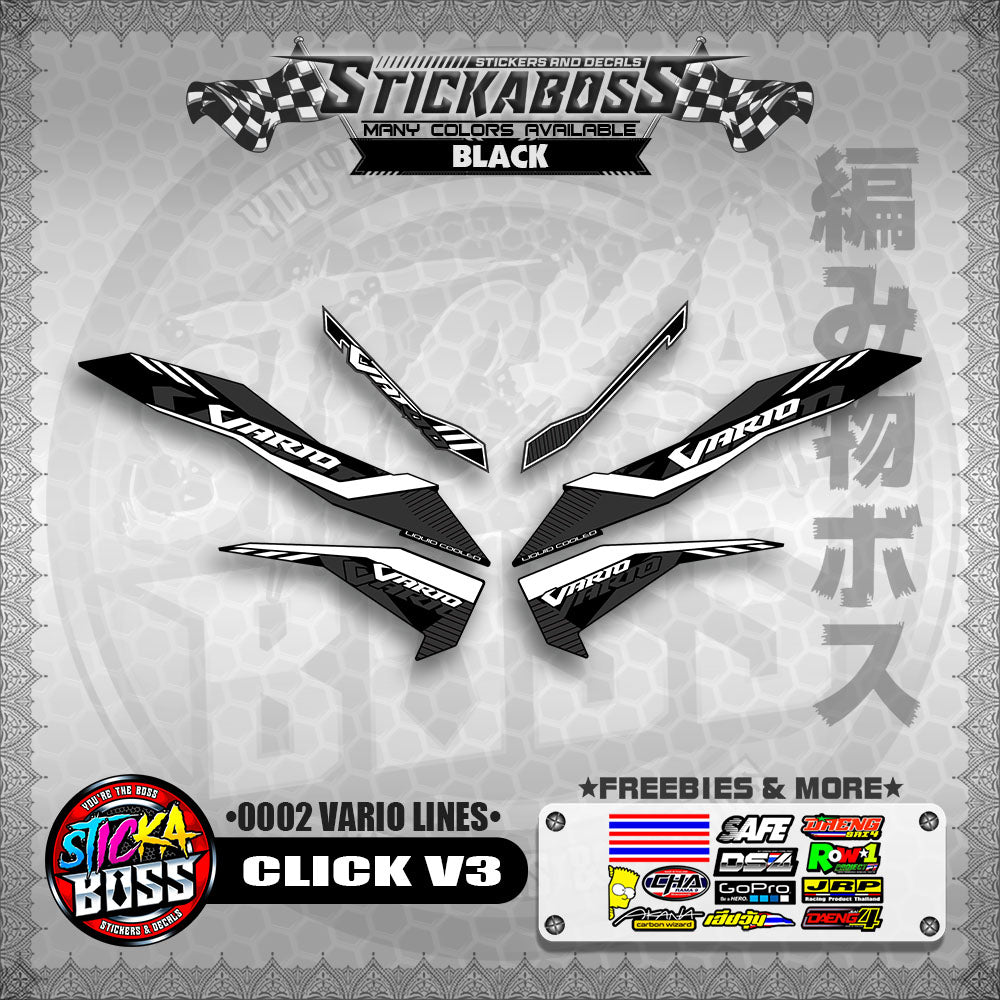 CLICK V3 STICKER DECALS ( 0002 VARIO LINES )【WITH FREEBIES】