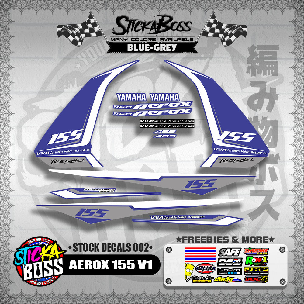 AEROX 155 V1 ( STOCK DECALS 002 )【WITH FREEBIES】