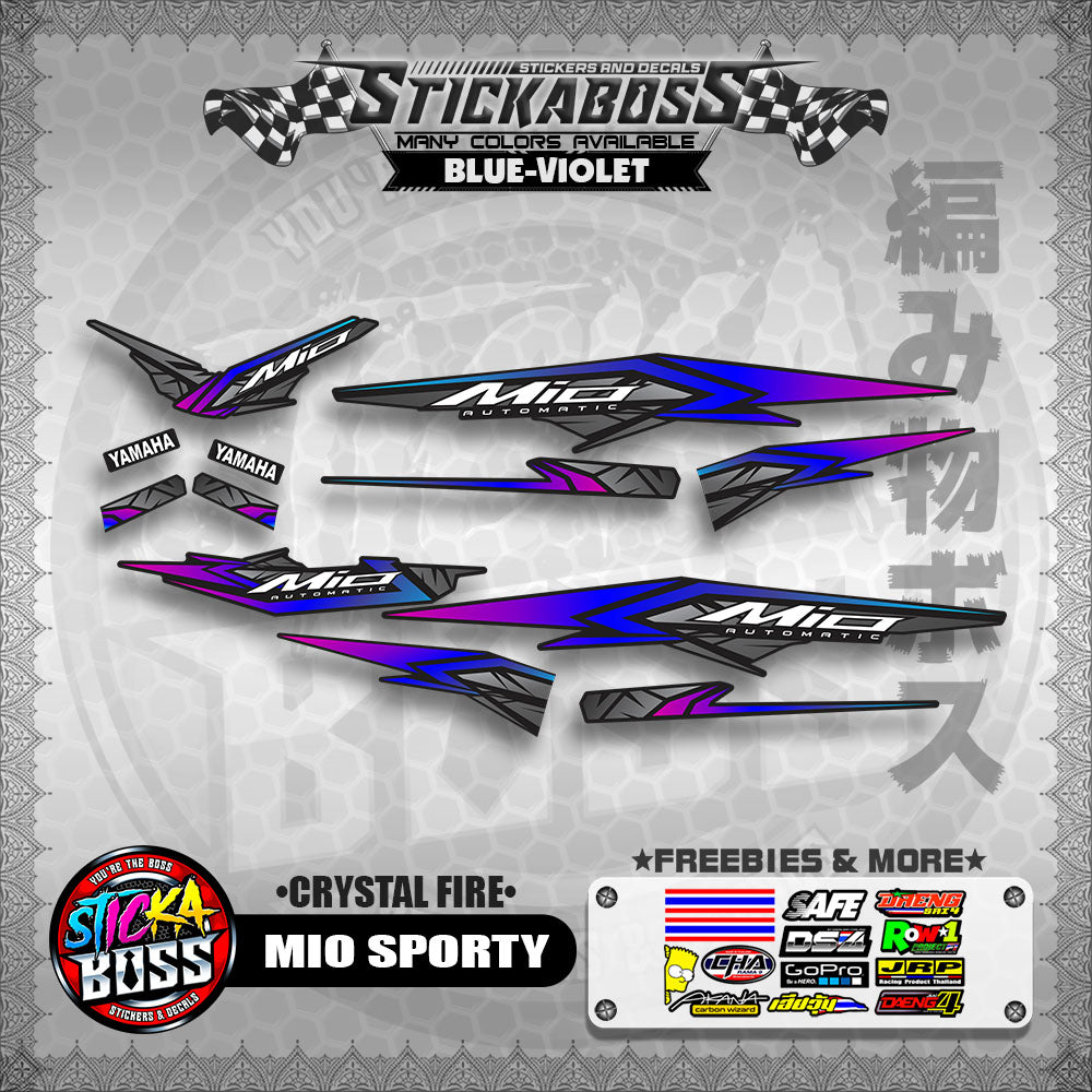 MIO SPORTY THAI-MALAYSIAN STICKER DECALS ( CRYSTAL FIRE )【WITH FREEBIES】