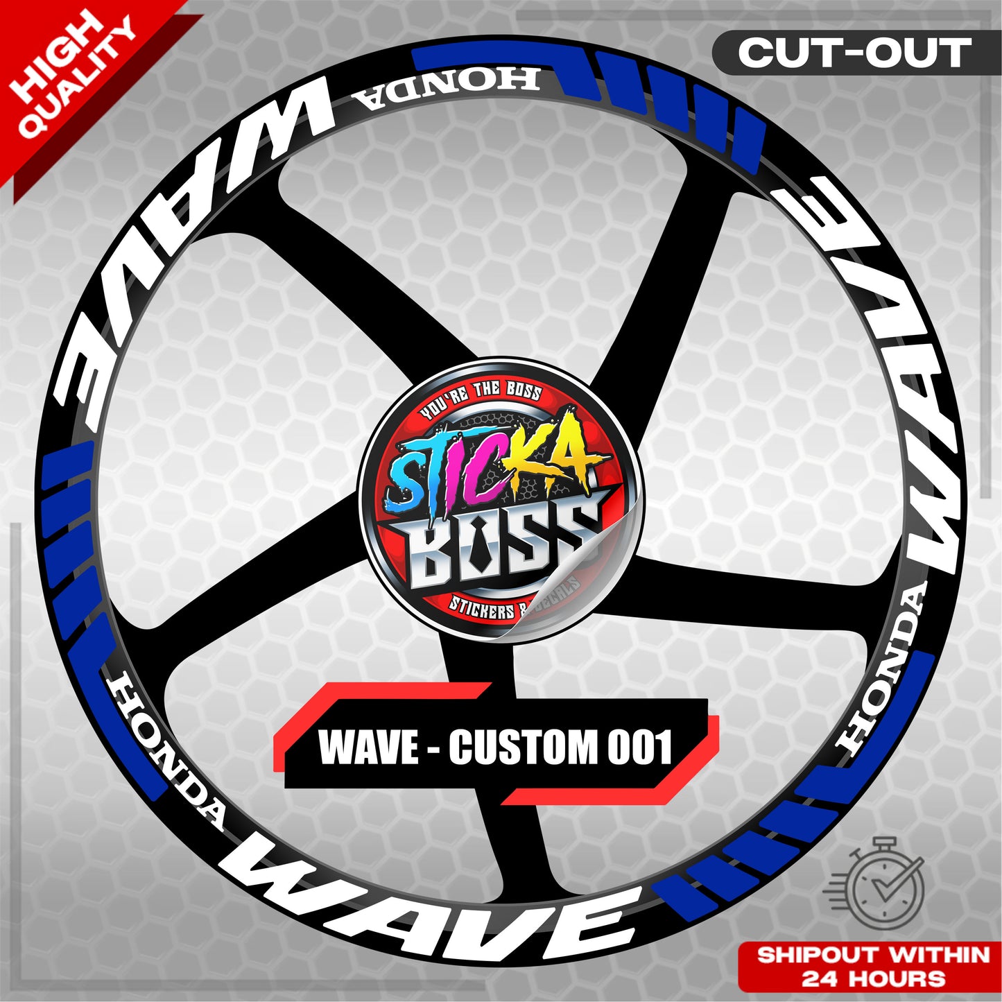 WAVE 110 / 125 MAG STICKER SET ( 2 MAGS ) - CUSTOM 001 | VINYL WATERPROOF CUT-OUT DECALS