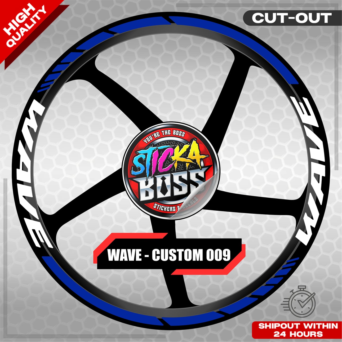 WAVE 110 / 125 MAG STICKER SET ( 2 MAGS ) - CUSTOM 009 | VINYL WATERPROOF CUT-OUT DECALS