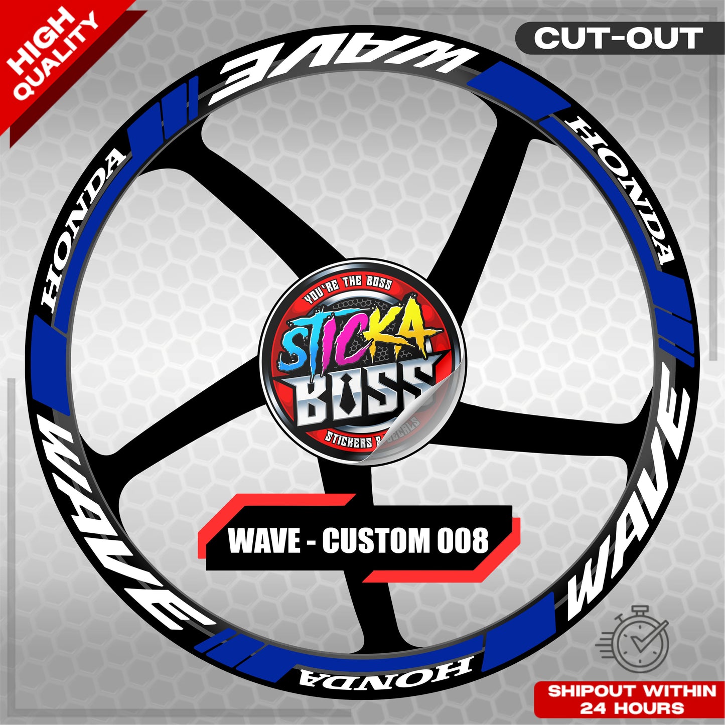 WAVE 110 / 125 MAG STICKER SET ( 2 MAGS ) - CUSTOM 008 | VINYL WATERPROOF CUT-OUT DECALS