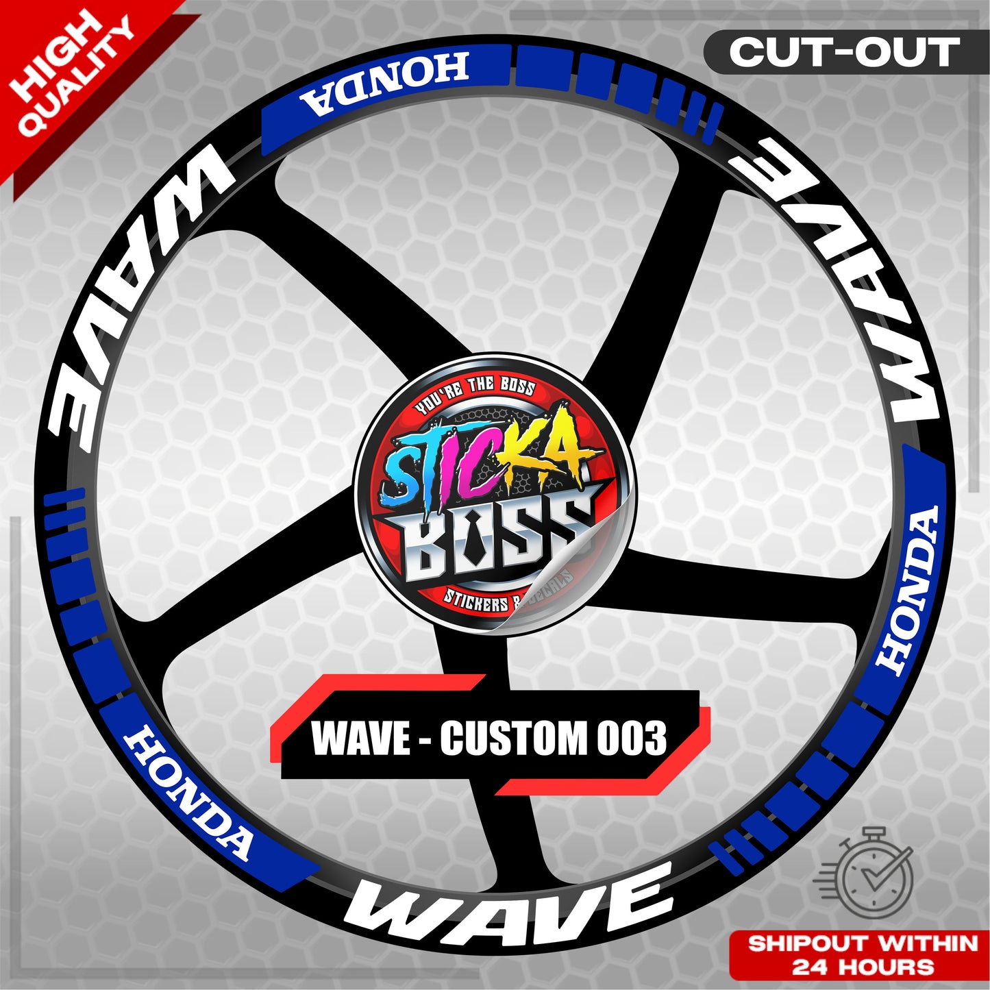 WAVE 110 / 125 MAG STICKER SET ( 2 MAGS ) - CUSTOM 003 | VINYL WATERPROOF CUT-OUT DECALS