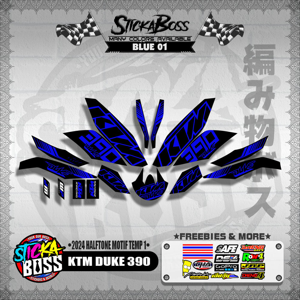 KTM DUKE 390 STICKER DECALS ( 2024 HALFTONE MOTIF TEMP 1 )【WITH FREEBIES】