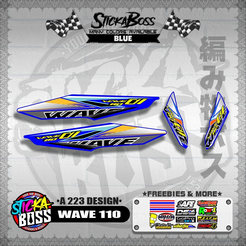 WAVE 110 DECALS ( A 223 DESIGN )【WITH FREEBIES】