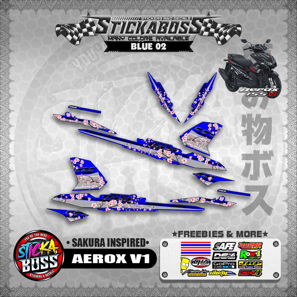 AEROX V1 STICKER DECALS ( SAKURA INSPIRED )【WITH FREEBIES】
