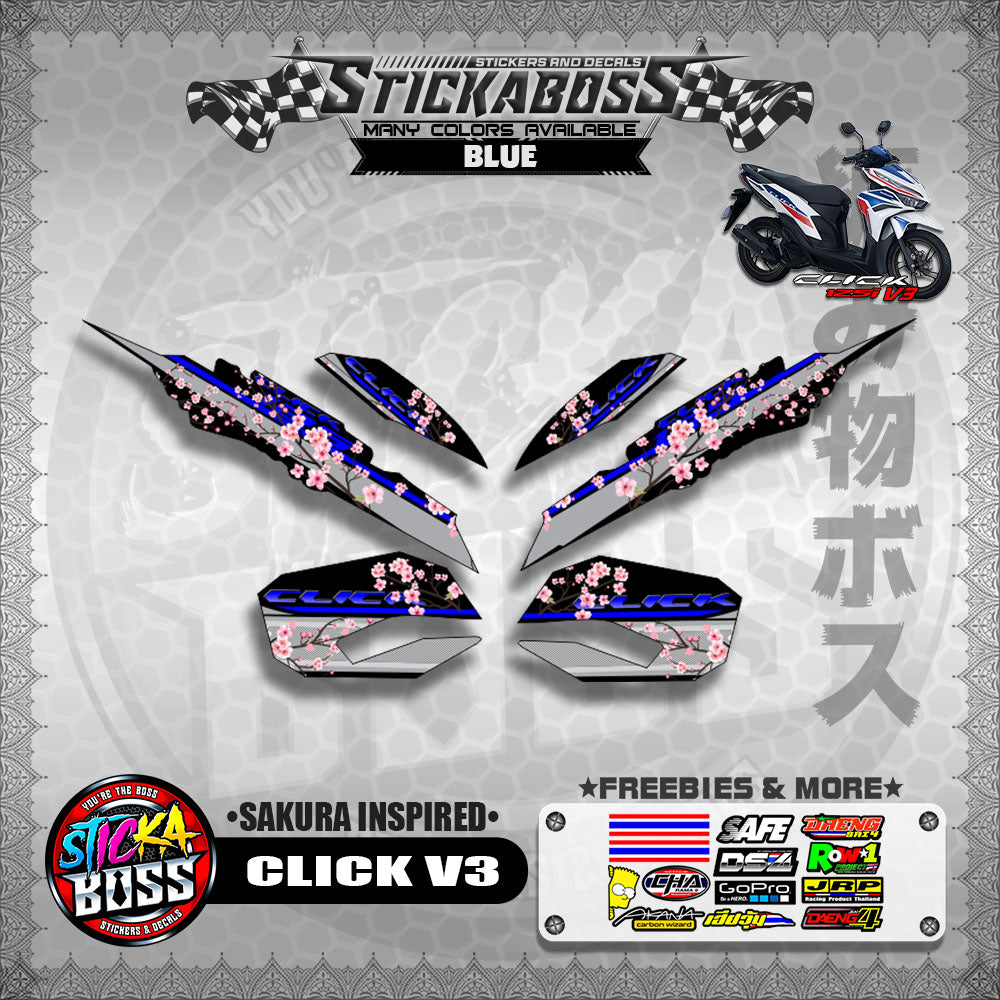 CLICK V3 STICKER DECALS ( SAKURA INSPIRED )【WITH FREEBIES】