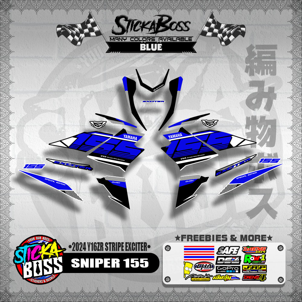 SNIPER 155 DECALS ( 2024 Y16ZR STRIPE EXCITER )【WITH FREEBIES】