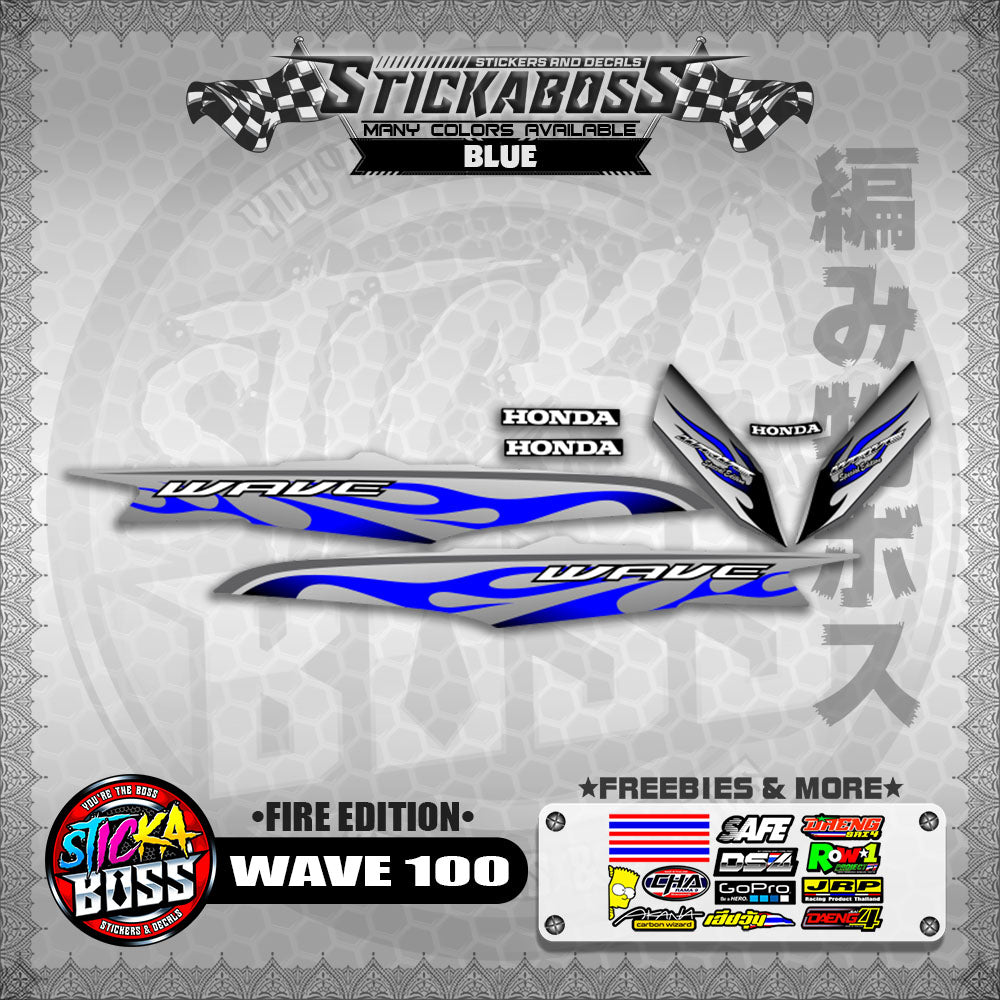 WAVE 100 STICKER DECALS ( FIRE EDITION )【WITH FREEBIES】