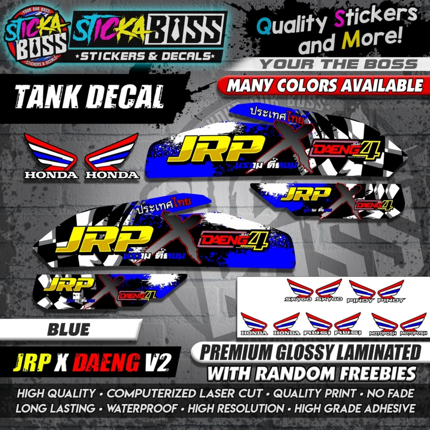TMX / RUSI / PINOY / MOTOPOSH / SKYGO TANK DECALS STICKER ( JRP X DAENG V2 )【WITH FREEBIES】
