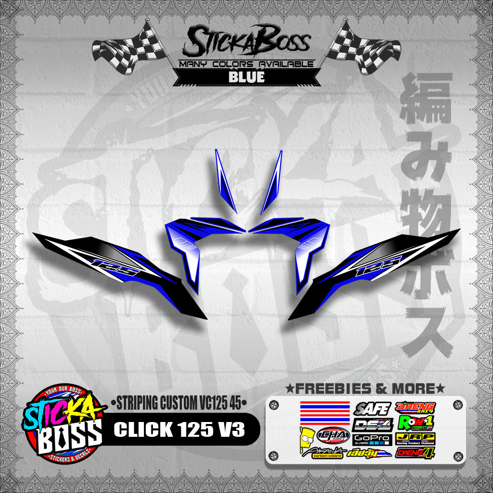 CLICK 125 V3 DECALS ( STRIPING CUSTOM VC125 45 )【WITH FREEBIES】
