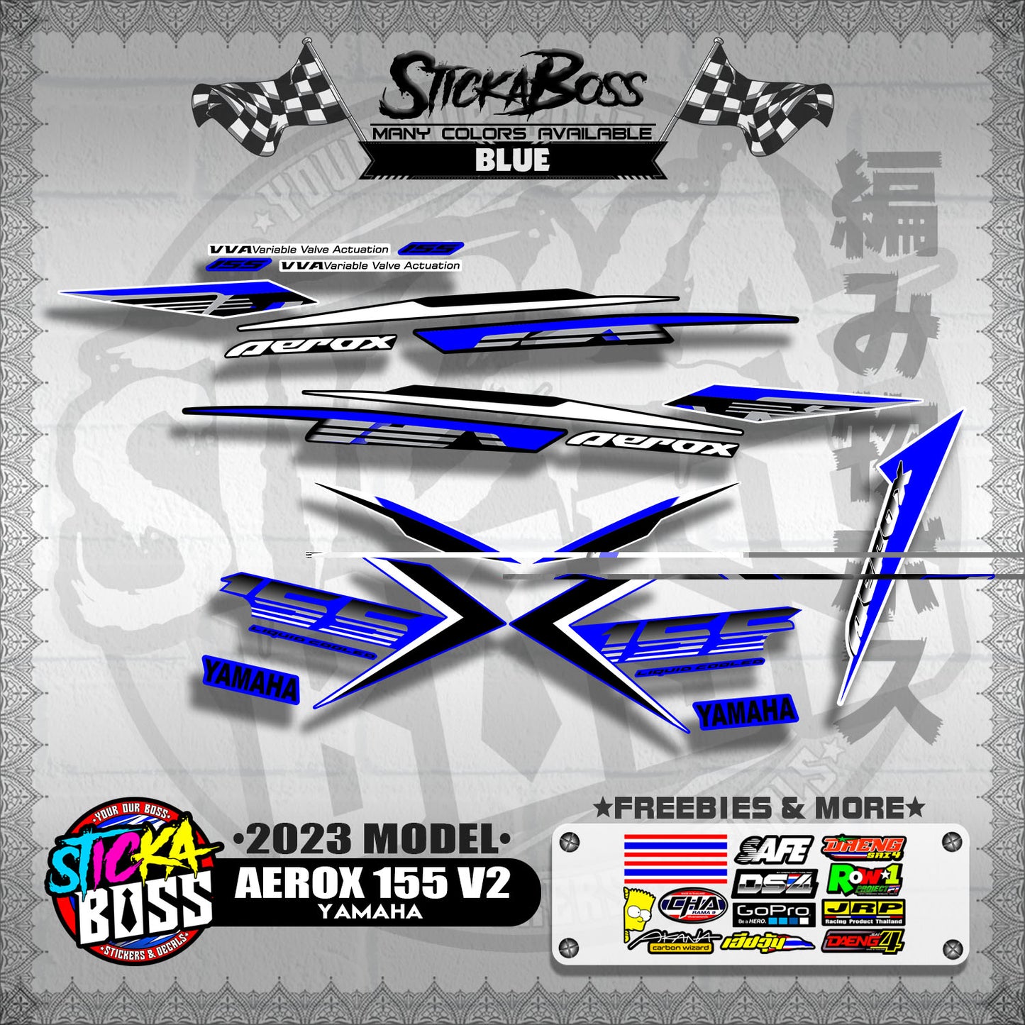AEROX 155 V2 2023 STOCK DECALS ( 2023 MODEL )【WITH FREEBIES】