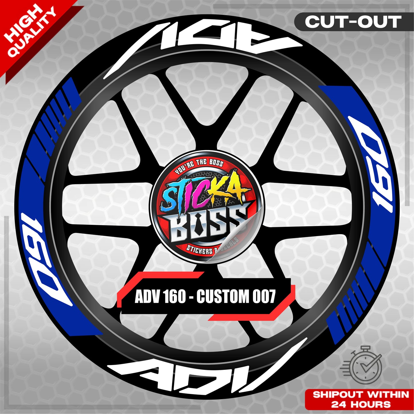 ADV 160 MAG STICKER SET ( 2 MAGS ) - CUSTOM 007 | VINYL WATERPROOF CUT-OUT DECALS