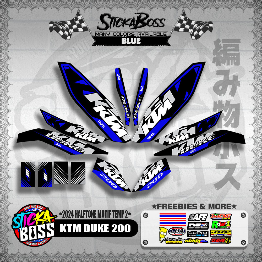 KTM DUKE 200 STICKER DECALS ( 2024 HALFTONE MOTIF TEMP 2 )【WITH FREEBIES】