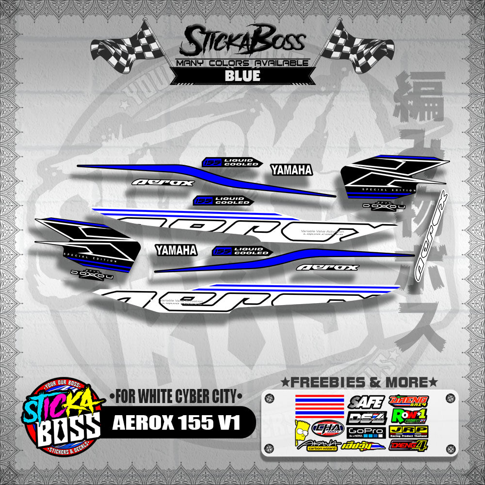 AEROX 155 V1 DECALS ( FOR WHITE CYBER CITY )【WITH FREEBIES】