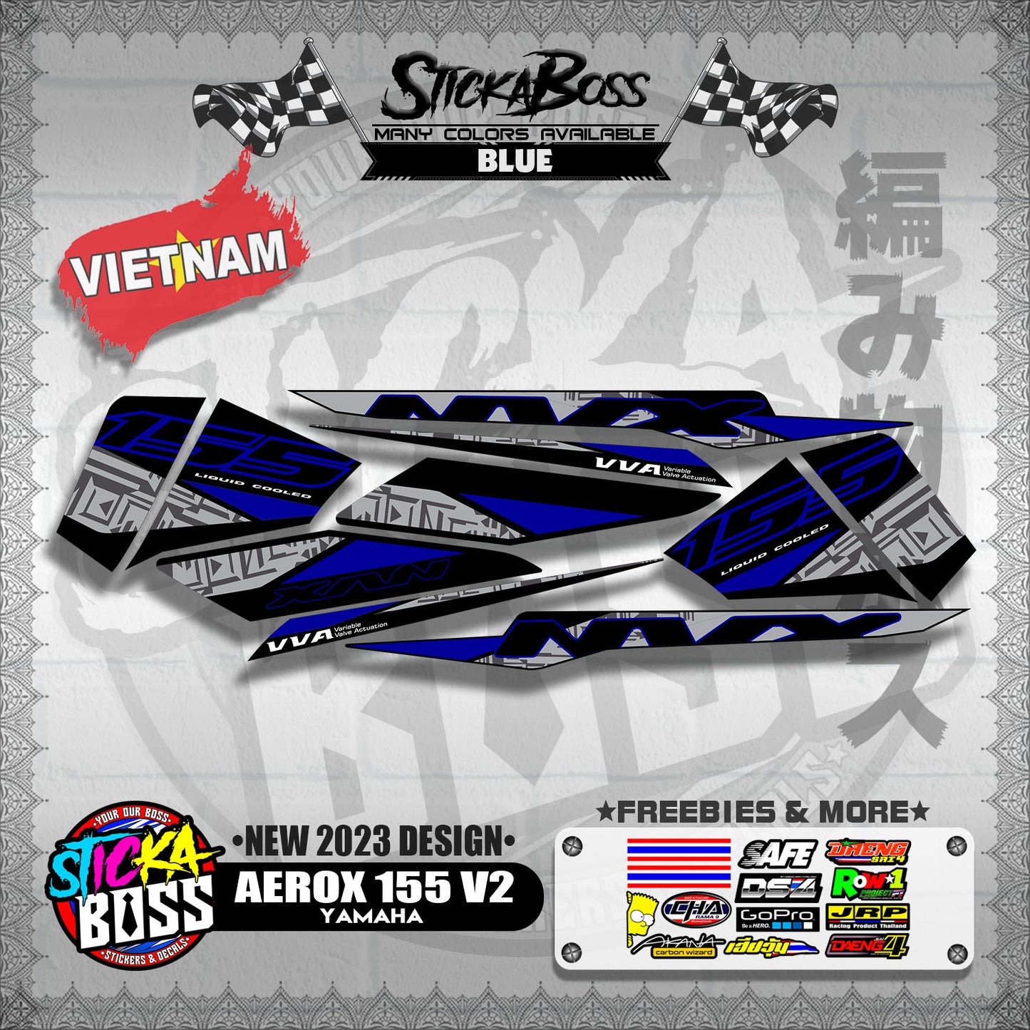 AEROX 155 V2 VIETNAM DECALS ( NEW 2023 DESIGN )【WITH FREEBIES】