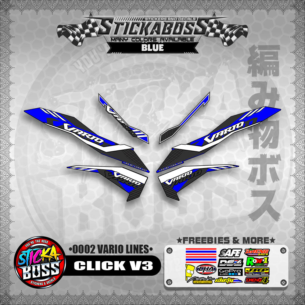 CLICK V3 STICKER DECALS ( 0002 VARIO LINES )【WITH FREEBIES】